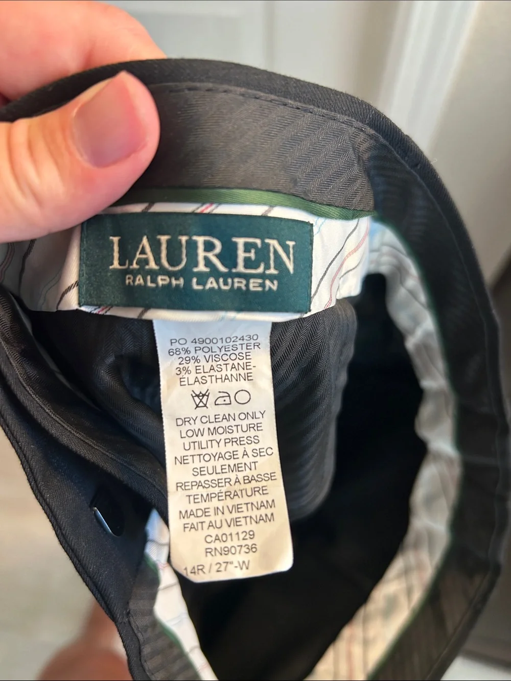 Ralph Lauren Black Dress Pants with Subtle Stripe Lining